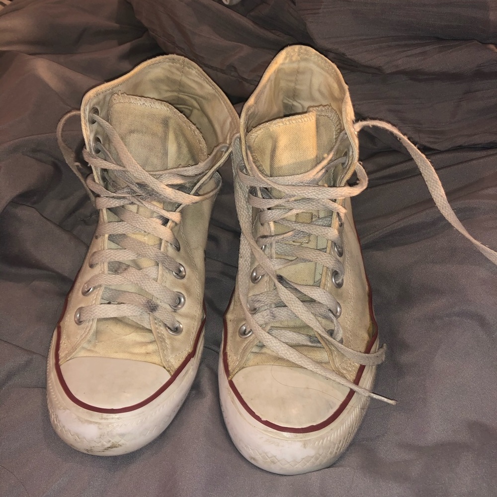 All White Converse High Tops// Size- 8.5